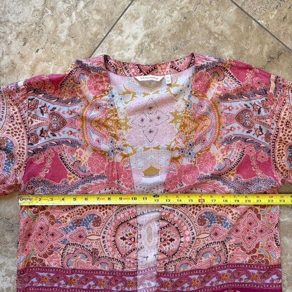 Soft Surroundings Kimono Topper Womens Large Petite Pink Boho Artsy 100% Modal - Picture 9 of 10